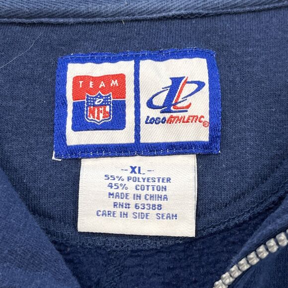 Dallas Cowboys VTG XL Logo Athletic Team NFL 1/4 Zip Pullover Sweatshirt Blue - Picture 8 of 8